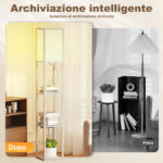 Lampada da Terra con Ripiani, Luce Regolabile, Interruttore a Pedale e Porte USB, Bianco - immagine 4