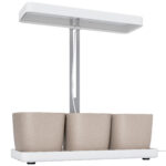 Lampade per Pianta da 42 Luci LED con 3 Vasi, Timer e Illuminazione Regolabile, 45x18,8x47,8 cm, Bianco