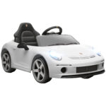 Macchina Elettrica per Bambini 3-5 con canzoni e USB/MP3, Auto Licenza Ufficiale RUF GT con Telecomando, 3-5 km/h Bianco | Aosom Italy