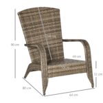 Sedia da Giardino Adironrack con Braccioli, in Rattan e Acciaio, 64x80x90 cm, Marrone e Blu - immagine 3