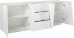 Credenza VEGA 220 cm 4 ante + 3 cassetti Bianco laccato lucido - immagine 4