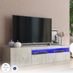 Porta tv DAIQUIRI 155 cm 1 anta battente + 1 anta a ribalta Cemento - immagine 4