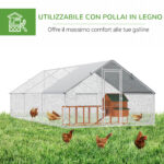 Pollaio da Giardino con Telaio Zincato, Copertura Impermeabile e Rete Esagonale, 3x6x2m, Argento - immagine 5