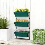 Fioriera da Esterno Verticale e 3 Vasi per Piante in Plastica con Fori di Drenaggio, 56x42x1 cm, Verde - immagine 9