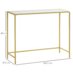 Mobile Consolle da Ingresso in Acciaio e Vetro Temperato, 1x35,5x80cm, Bianco e Oro - immagine 3