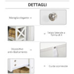 Tavolo Consolle con 2 Cassetti e 2 Mensole, Consolle Ingresso e Soggiorno in MDF, 1x30,5x80cm, Bianco - immagine 5