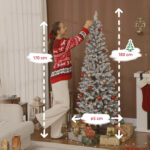 Albero di Natale Innevato con 180 Luci LED a 11 Effetti e 479 Rami, Ø65x180 cm, Verde e Bianco - immagine 3