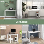 Scrivania per Computer con Piedini Regolabili in Truciolato e Acciaio, 120x60x76 cm, Bianco - immagine 6