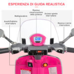 Moto Elettrica per Bambini con Licenza Ufficiale Vespa, 2 Rotelle, Luci e Suoni, 108x49x75 cm, Rosa - immagine 5