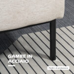 Poltrona Moderna d'Arredo con Cuscino Extra, in Tessuto Effetto Lino e Acciaio, 73x81x82 cm, Bianco Crema - immagine 6