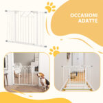 Cancelletto per Cani taglia Piccola e Media con Chiusura Automatica, in Acciaio e PA, 74-1x76 cm, Bianco - immagine 8