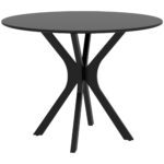 Tavolo da Pranzo Moderno Rotondo per 4 Persone in Acciaio e MDF, Ø1x75cm, Nero