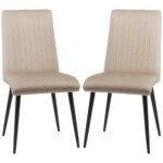 Set 2 Sedie da Cucina Imbottite con Gambe in Acciaio e Design Salvaspazio, 43x58x90 cm