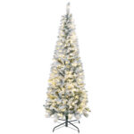 Albero di Natale Innevato con 180 Luci LED a 11 Effetti e 479 Rami, Ø65x180 cm, Verde e Bianco