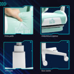 Sedia da Gaming Reclinabile con Poggiapiedi e Cuscini, in Finta Pelle e Spugna, 65x62x116-124 cm, Bianco e Blu - immagine 8