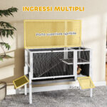 Gabbia per Conigli e Criceti da Interno Rialzata con Vassoio Estraibile e Tetto Apribile, Grigio - immagine 7