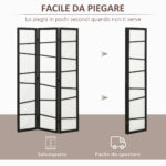 Paravento Separè a 3 Pannelli Pieghevole in Legno, 120x170cm, Nero e Bianco - immagine 6