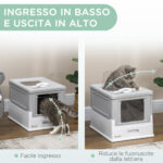 Lettiera per Gatti Chiusa in PP a 2 Porte con Paletta e Vassoio Estraibile, 47,5x35,5x36,7 cm - immagine 5