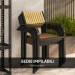 Set Tavolo da Giardino Allungabile con 6 Sedie da Esterno Impilabili, Acciaio e Textilene, Marrone - immagine 5