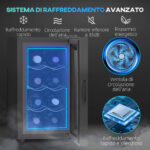 Cantinetta Vino Refrigerata per 8 Bottiglie, Capacità 21L, Display Touch e Ripiani Regolabili, Nero - immagine 4