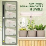 Lampade per Pianta da 42 Luci LED con 3 Vasi, Timer e Illuminazione Regolabile, 45x18,8x47,8 cm, Bianco - immagine 7