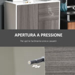 Mobiletto 2 Cassetti e 2 Ante, Apertura a Pressione, Mobile con 2 Cassetti e 2 Ante per Casa e Ufficio, 79x36x74cm, Grigio Chiaro e Bianco - immagine 6