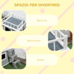 Casetta per Cani con Terrazza Scaletta e Finestra 121x77x78cm Grigio chiaro - immagine 5