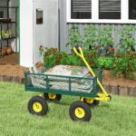 Carrello da Giardino in Acciaio con Capacità 2 kg e Pareti Laterali Rimovibili, 104x54x51 cm, Verde e Giallo - immagine 9