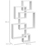 Libreria Moderna Sospesa con 5 Cubi Intrecciati in Legno, 49,5x10,2x86cm, Bianco - immagine 3