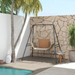 Supporto per Amaca e Poltrona a Uovo in Acciaio con Gambe ad A e Agganci Singoli e Doppi, 178x143x180 cm, Nero - immagine 2