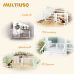 Cancellino per Cani Taglia Media e Piccola Estensibile Autoportante in Legno, 102-183x57x70 cm, Bianco - immagine 6