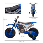 Moto da Cross Elettrica per Bambini da 3-5 Anni, Moto Elettrica per Bambini con Batteria 12V Ricaricabile e Rotelline Rimovibili, 106,5x51,5x68cm, Blu - immagine 3