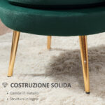 Poltrona Vintage di Design in Velluto Verde Poltroncina da Camera - immagine 6