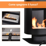 Camino a Bioetanolo con Serbatoio da 0,9L, Copertura fino 20㎡, 46,5x53x65cm, Nero - immagine 7