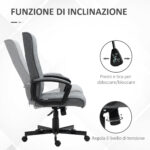 Sedia da Ufficio Girevole con Funzione Dondolo e Altezza Regolabile, 65x72x102-112,5cm, Grigio - immagine 5