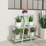 Portapiante a 3 Livelli in Legno di Abete per Interni ed Esterni, 76x26x76 cm, Verde Chiaro - immagine 2