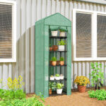 Serra per Piante a 5 Livelli con Porta a Zip, in Acciaio e PE, 69x49x193 cm, Verde - immagine 2