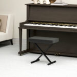 Sgabello per Pianoforte Pieghevole e Regolabile su 4 Altezze, in Pelle PU, Schiuma e Metallo, 60x32x53-63 cm, Nero - immagine 7