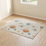 Tappeto per Bambini 0-6 Anni a Tema Spazio con Superficie Impermeabile in XPE Multicolore, 196x176x1,5 cm - immagine 3