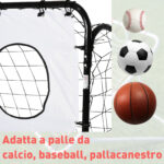 Porta da Calcio per Bambini e Adulti con Rete in PE, in Metallo e Oxford, Bianco e Nero, 240x88x171,5cm - immagine 7