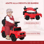 Macchina a Spinta per Bambini 12-36 Mesi con Licenza Mercedes, Tettuccio e Maniglia, 85,5x40,5x95 cm, Rosso - immagine 7