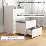 Tavolo da Trucco 3 in 1 con Specchio, Vano, 2 Cassetti e Sgabello, in Legno, 50x40x78 cm, Bianco - immagine 6