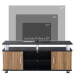 Mobile Porta TV Fino a 55" con Armadietti e Ripiani in Legno e Alluminio, 120x40x52,2cm - immagine 4