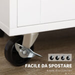 Carrello da Cucina con Cassetto, Portaspezie, Armadietto e 4 Ruote, 109x40x89cm, Bianco - immagine 5
