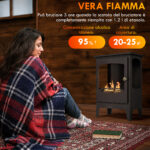 Camino a Bioetanolo in Acciaio Inox con Bruciatore da 1,2L per 3 Ore di Durata, 36x26x54cm, Nero - immagine 4