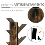 Libreria ad Albero in Legno, Scaffale Salvaspazio a Colonna con 10 Ripiani in Stile Industriale, 50x28x142cm - immagine 6