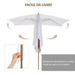 Ombrellone m da Giardino 2x3 in Legno Laccato con Copertura Rimovibile, Bianco - immagine 6
