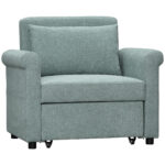 Poltrona Letto Singolo Salvaspazio Reclinabile su 4 Livelli con Seduta Imbottita, 96x84,5x87,5cm, Verde