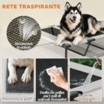 Lettino per Cani con Copertura a 3 Lati Rimovibile, in Poliestere e Acciaio, 122x92x94 cm, Grigio Chiaro e Nero - immagine 6