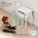 Tavolino da Salotto con Cassetto in Stile Francese con Gambe Curve, 45x35x55 cm, Bianco - immagine 6
